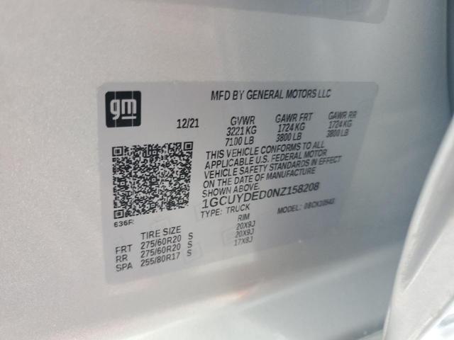 2022 CHEVROLET SILVERADO LTD K1500 LT 1GCUYDED0NZ158208