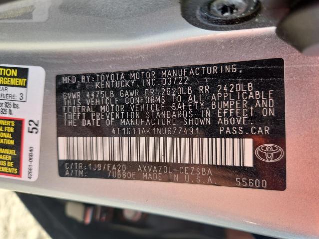 2022 TOYOTA CAMRY SE 4T1G11AK1NU677491