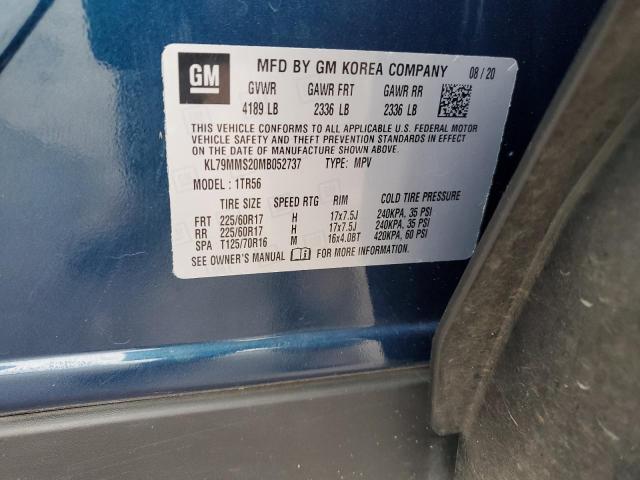 2021 CHEVROLET TRAILBLAZE KL79MMS20MB052737