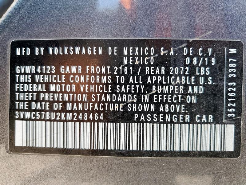 2019 VOLKSWAGEN JETTA S 3VWC57BU2KM248464