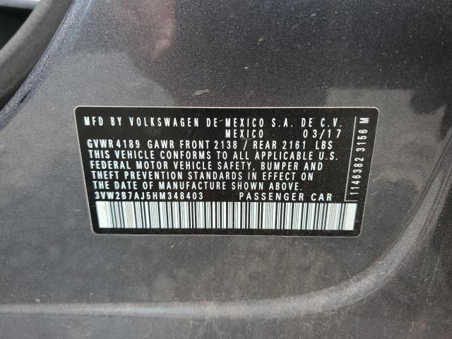 2017 VOLKSWAGEN JETTA S 3VW2B7AJ5HM348403