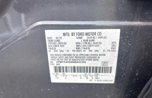 2022 FORD EDGE TITAN - 2FMPK4K99NBA53356