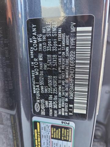 2017 HYUNDAI SANTA FE S KM8SM4HF0HU166922