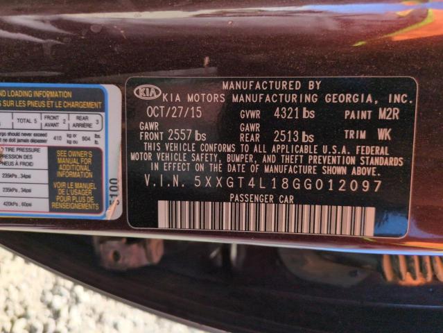 2016 KIA OPTIMA LX 5XXGT4L18GG012097
