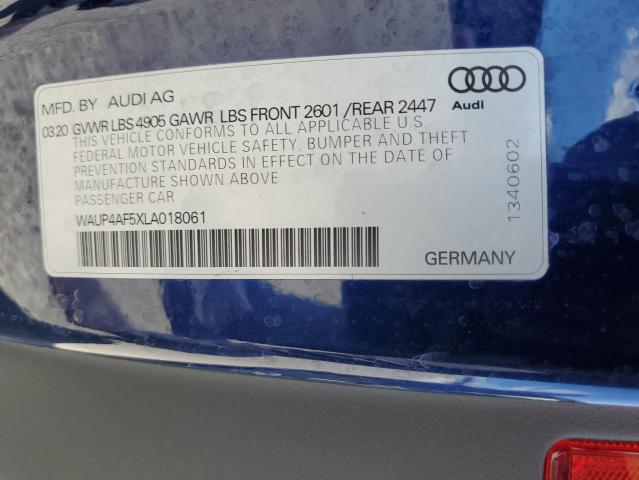 2020 AUDI S5 PREMIUM PLUS WAUP4AF5XLA018061