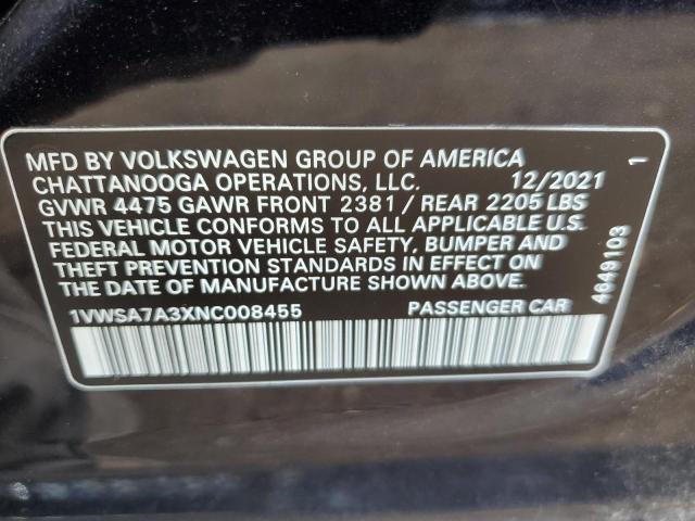 2022 VOLKSWAGEN PASSAT SE 1VWSA7A3XNC008455