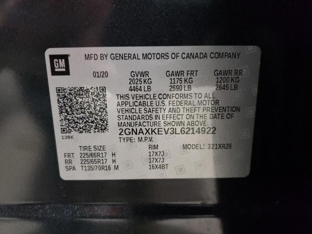 2020 CHEVROLET EQUINOX LT 2GNAXKEV3L6214922