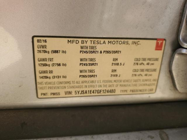 2016 TESLA MODEL S 5YJSA1E47GF124480