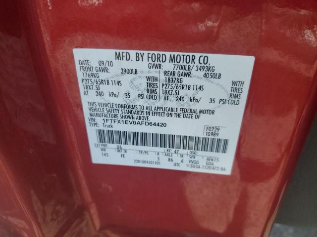2010 FORD F150 SUPER - 1FTFX1EV0AFD64420