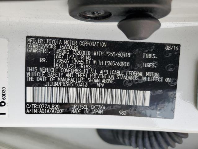 2017 LEXUS GX 460 PRE JTJJM7FX3H5150413