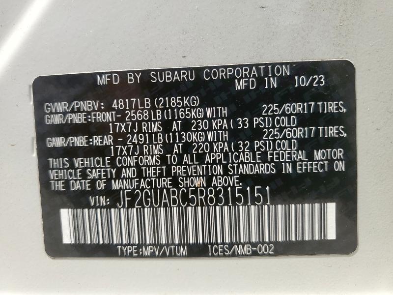 2024 SUBARU CROSSTREK JF2GUABC5R8315151