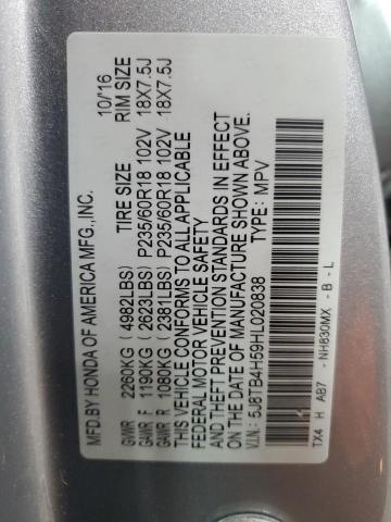 2017 ACURA RDX TECHNO 5J8TB4H59HL020838