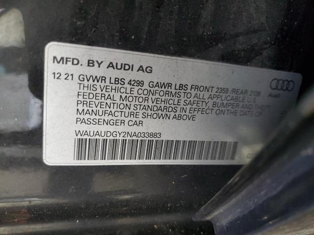 2022 AUDI A3 PREMIUM WAUAUDGY2NA033883
