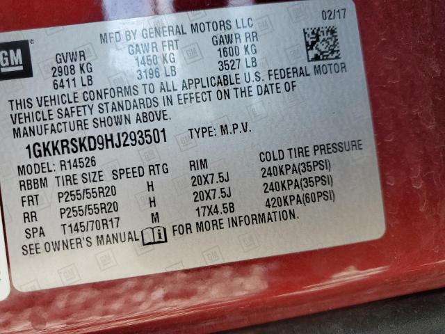2017 GMC ACADIA LIMITED SLT-2 1GKKRSKD9HJ293501