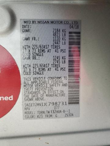 2018 NISSAN ROGUE SV H 5N1ET2MV1JC798731