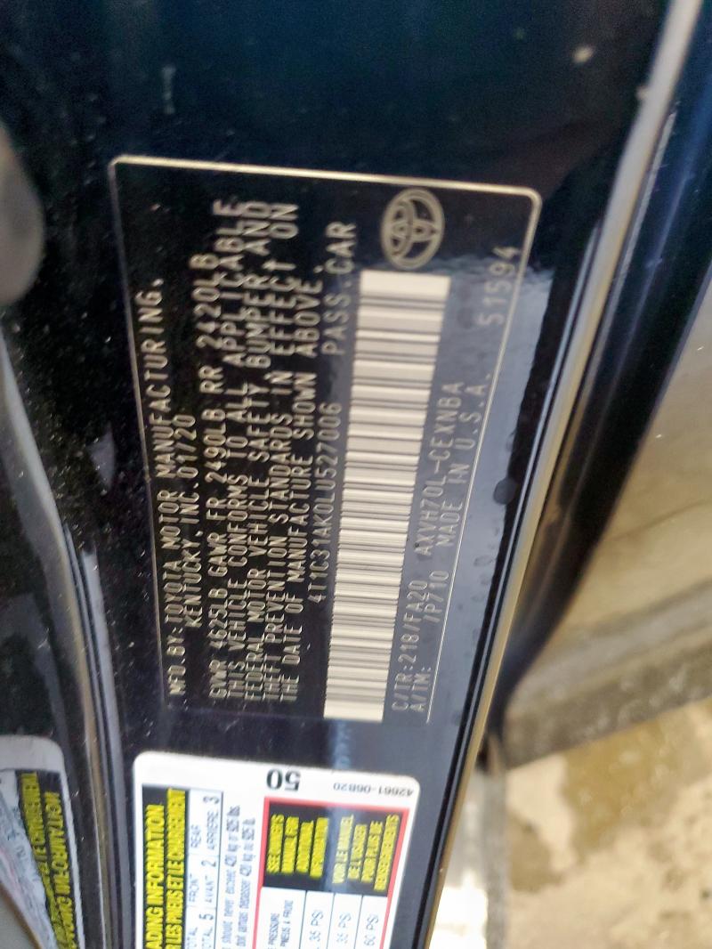 2020 TOYOTA CAMRY LE - 4T1C31AK0LU527006