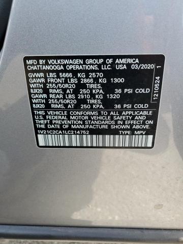 2020 VOLKSWAGEN ATLAS CROSS SPORT SE 1V21C2CA1LC214752