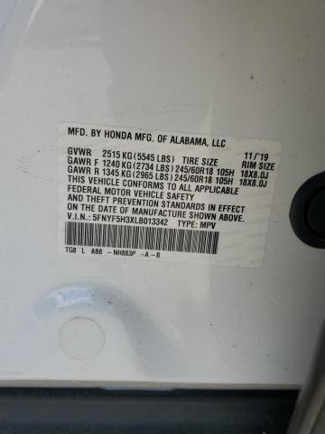 2020 HONDA PILOT EX 5FNYF5H3XLB013342