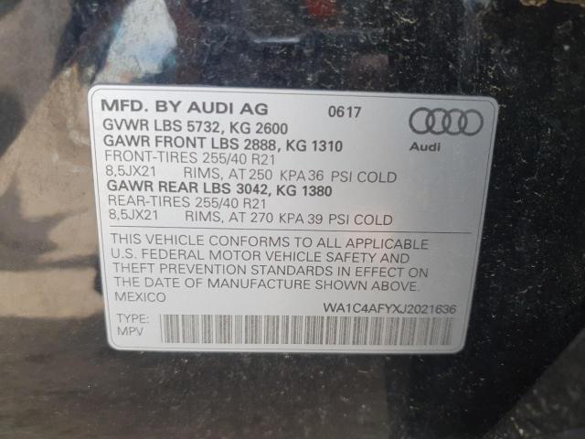 2018 AUDI SQ5 PRESTI WA1C4AFYXJ2021636