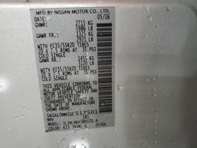 2016 INFINITI QX60 5N1AL0MM1GC517501