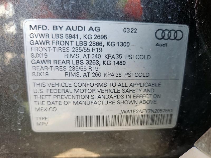 2022 AUDI Q5 E PREMI WA1E2AFY7N2087551