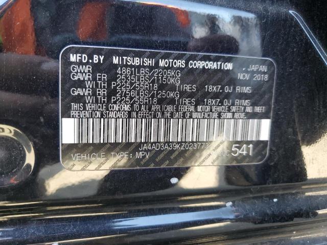 2019 MITSUBISHI OUTLANDER JA4AD3A39KZ023773