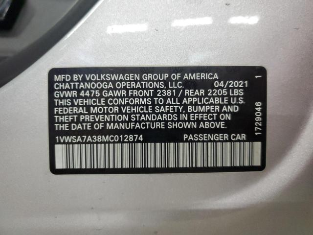 2021 VOLKSWAGEN PASSAT SE 1VWSA7A38MC012874