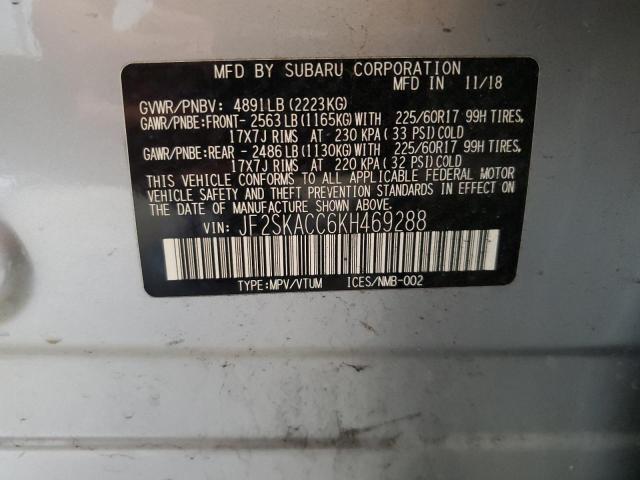 2019 SUBARU FORESTER JF2SKACC6KH469288
