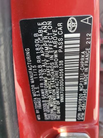 2016 TOYOTA YARIS L VNKKTUD30GA056138