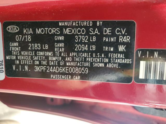 2019 KIA FORTE FE 3KPF24AD6KE008059