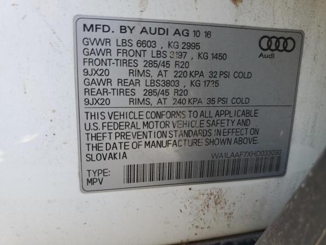 2017 AUDI Q7 PREMIUM WA1LAAF7XHD033090