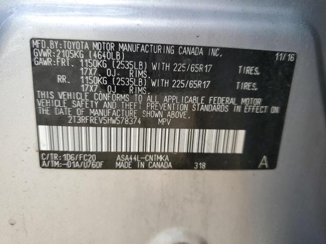 2017 TOYOTA RAV4 XLE - 2T3RFREV5HW578374