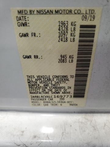 2020 NISSAN ALTIMA SR 1N4BL4CVXLC169773