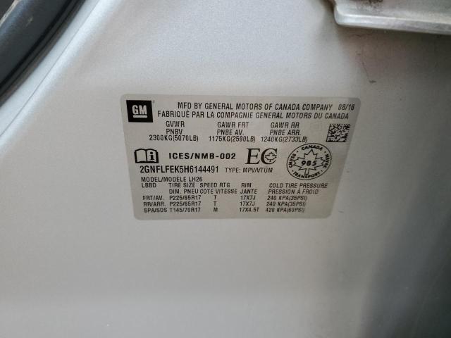 2017 CHEVROLET EQUINOX LT 2GNFLFEK5H6144491