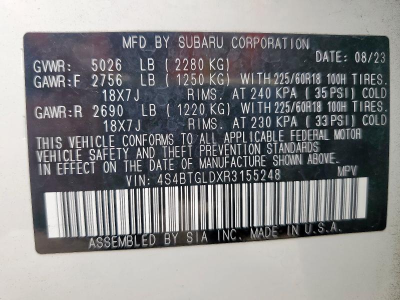 2024 SUBARU OUTBACK ONYX EDITION XT 4S4BTGLDXR3155248