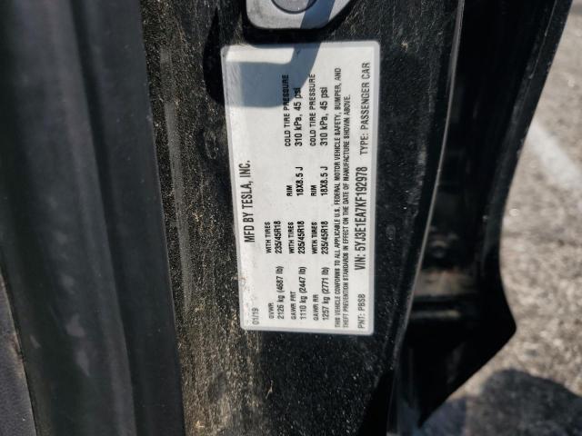 2019 TESLA MODEL 3 5YJ3E1EA7KF192978