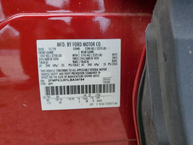 2020 FORD EDGE SEL 2FMPK3J91LBA34194