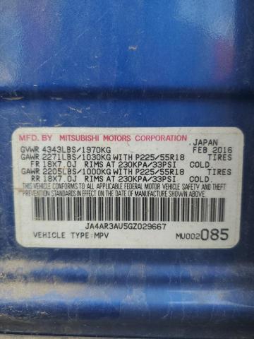 2016 MITSUBISHI OUTLANDER JA4AR3AU5GZ029667