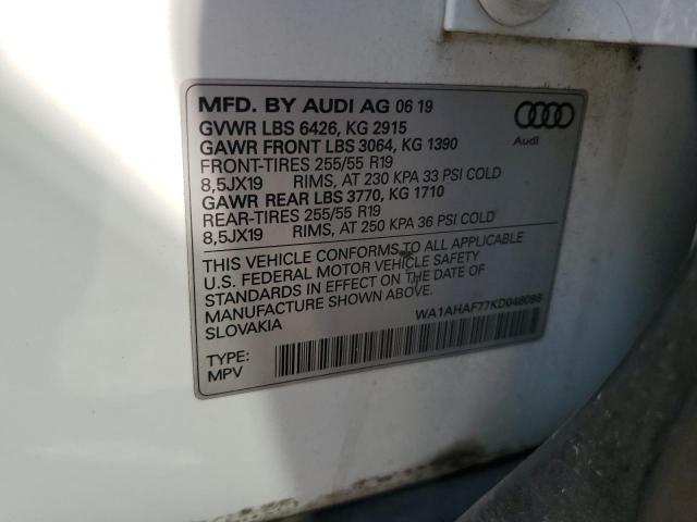 2019 AUDI Q7 PREMIUM WA1AHAF77KD046096