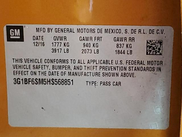 2017 CHEVROLET CRUZE PREM 3G1BF6SM5HS568851