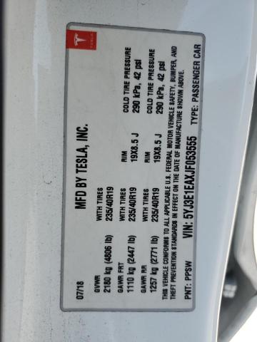 2018 TESLA MODEL 3 5YJ3E1EAXJF053555