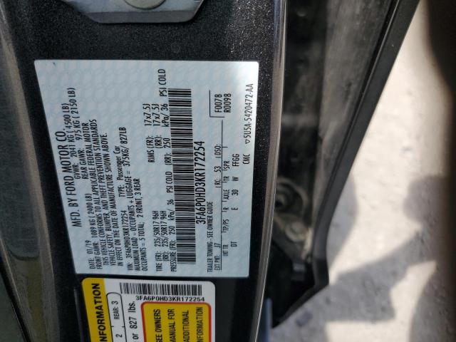 2019 FORD FUSION SE 3FA6P0HD3KR172254