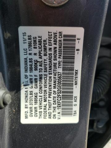 2016 HONDA CIVIC LX 19XFC2F52GE005637