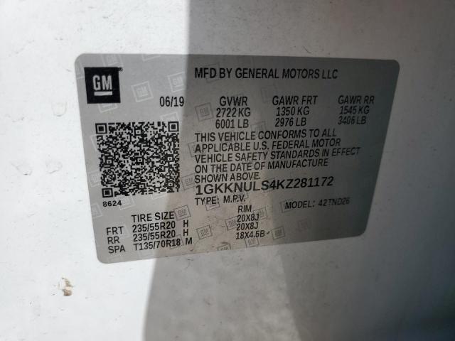 2019 GMC ACADIA SLT 1GKKNULS4KZ281172