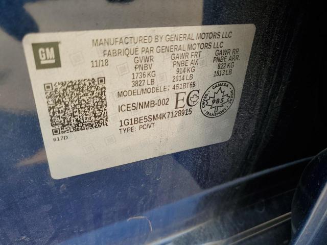 2019 CHEVROLET CRUZE LT - 1G1BE5SM4K7128915
