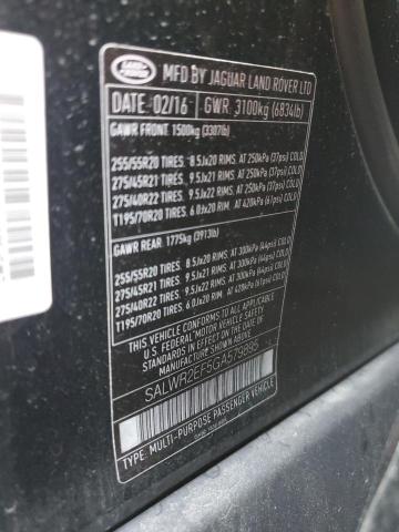 2016 LAND ROVER RANGE ROVE SALWR2EF5GA579895