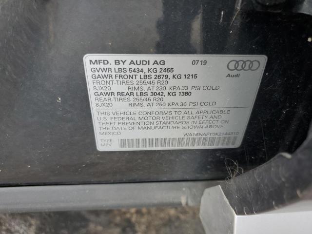 2019 AUDI Q5 PREMIUM WA1BNAFY0K2144310