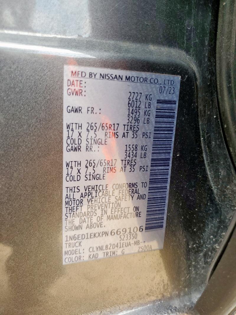 2023 NISSAN FRONTIER S 1N6ED1EKXPN669106