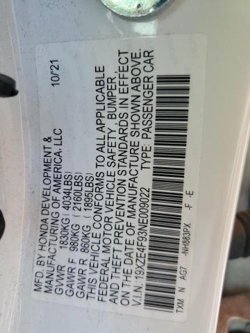 2022 HONDA INSIGHT TO 19XZE4F93NE009022