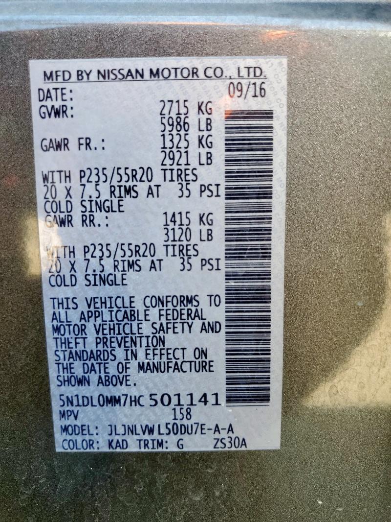 2017 INFINITI QX60 5N1DL0MM7HC501141